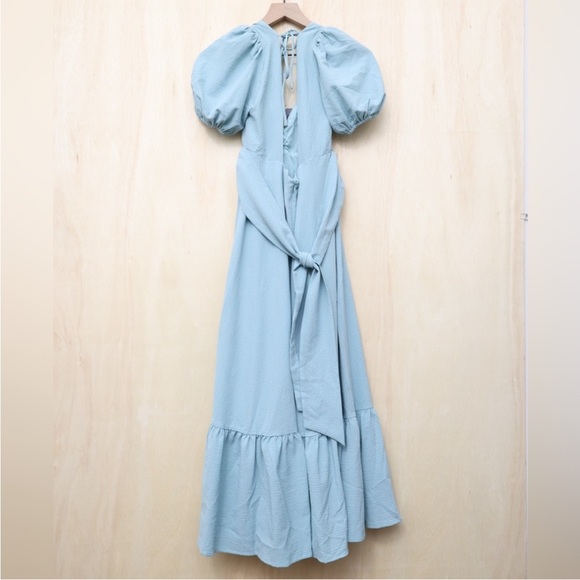 NWT ASTR the Label Blue Twist Front Puff Sleeve Maxi Dress - Picture 7 of 7